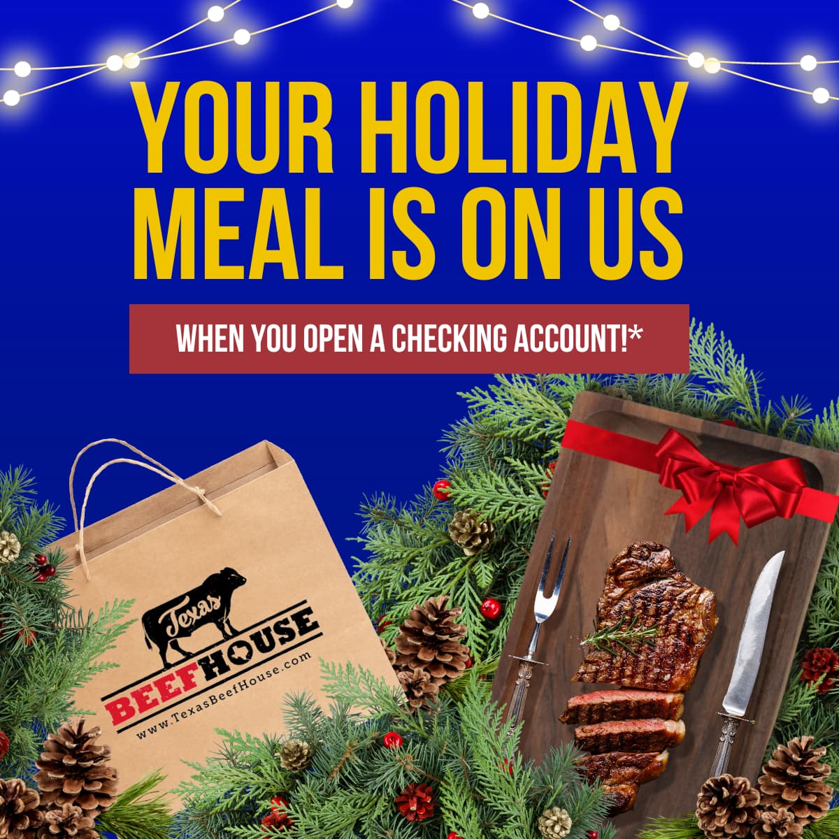 CTCU is giving away a $100 credit to Texas Beef House to help with your holiday meal!