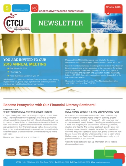 CTCU's Winter 2016 Newsletter