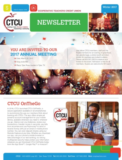 CTCU's Winter 2017 Newsletter